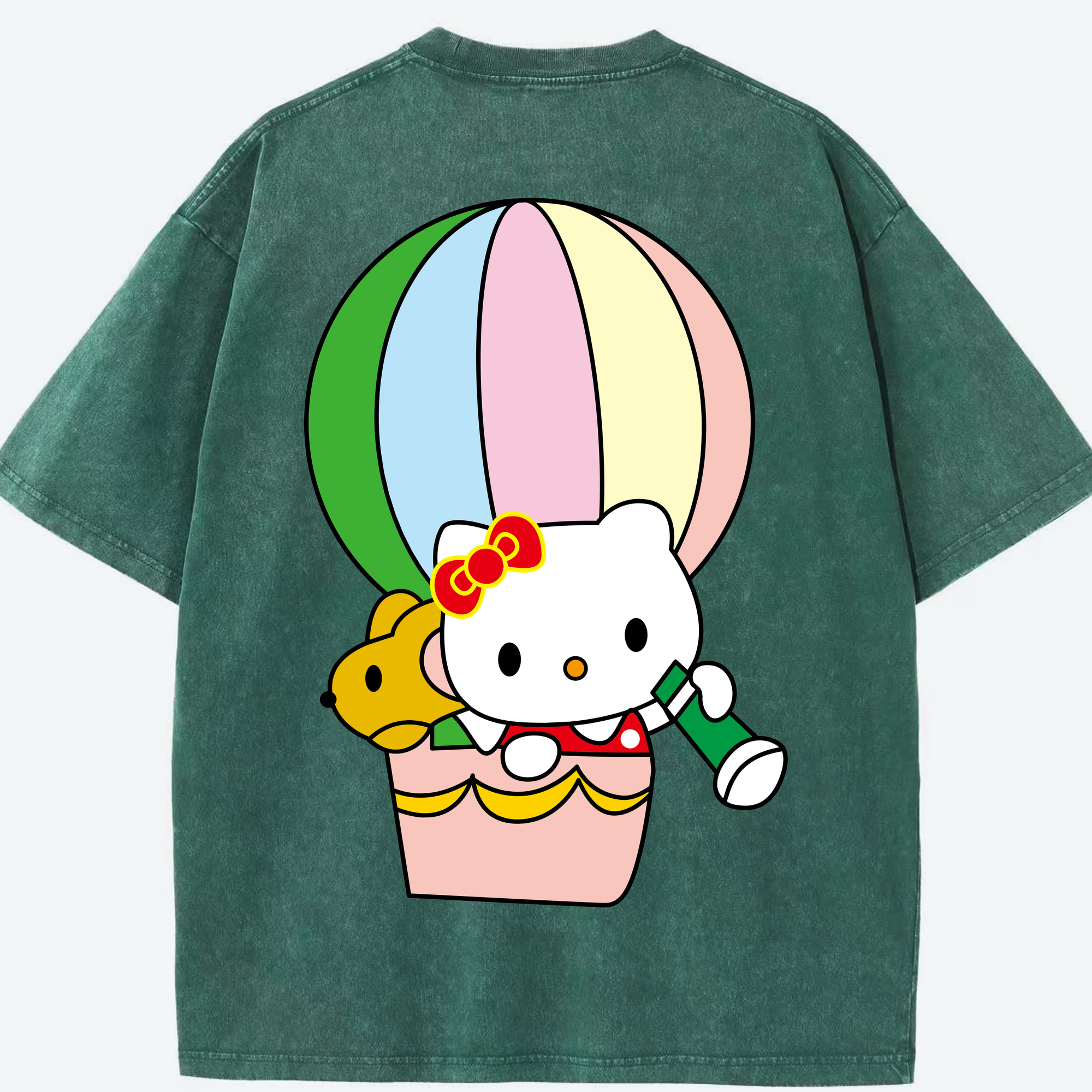 （画像用） Hello Kitty ハローキティ 綿100% ヴィンテージ風 半袖Tシャツ（背面プリント）